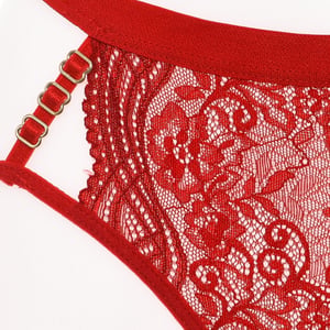 Tanga de hilo con encaje y cinta en la cintura 21683 mujer
