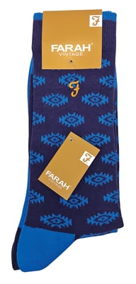 Farah - 2 Pares de Calcetines Formales de Lujo para Hombre de Algodón Rico Retro con Patrones Divertidos - FVS010PUR