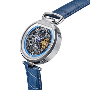 Reloj automático Heritor Lincoln con correa de cuero y esqueleto y fase lunar