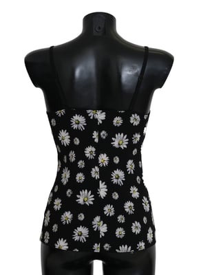 Vestido de Lencería Chemisier con Estampado de Margarita Negra Dolce & Gabbana