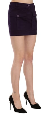GF Ferre Lila falda mini A-line de cintura alta con botones y bolsillos