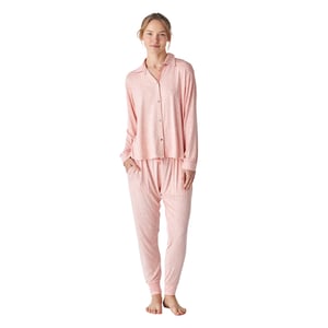 Pijama camisero modal manga larga estampado JJB6 mujer