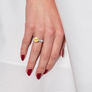 Joyería de perlas de agua dulce ajustable de anillo 9-10 mm dorado 925