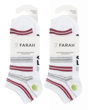 10 Pares de Calcetines de Bambú para Hombre | Farah | Striped Cushioned Ankle Socks - White Stripe