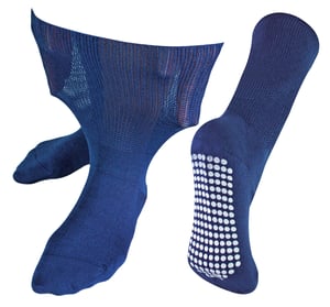 Calcetines Extra Anchos para Edemas con Agarres Antideslizantes | Dr.Socks | Hombre y Mujer | Calcetines de Bambú con Agarres para Piernas, Tobillos y Pies Hinchados - Azul Marino
