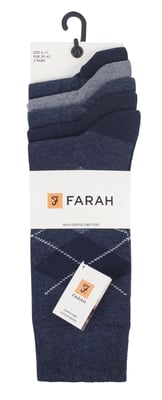 Farah - Paquete de 5 calcetines de algodón para hombre, finos, transpirables y con diseño de argyle - FCS270DENTEL (Argyle)