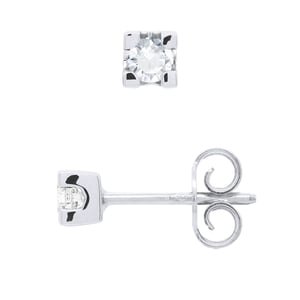 Pendientes Solitarios 0.20 CTS Diamante de oro blanco 18K