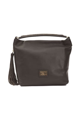 Bolso de Hombro de Cuero Marrón Pompei Donatella para Mujer