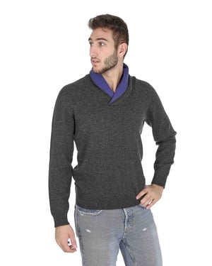 Suéter de Cuello Chal de Cachemira para Hombre Crown of Edinburgh Coe 0011 Marino