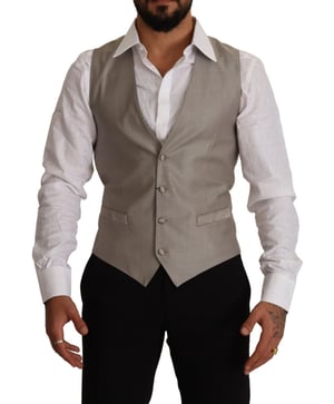 Chaleco de lana beige de un solo botón para hombre de Dolce & Gabbana