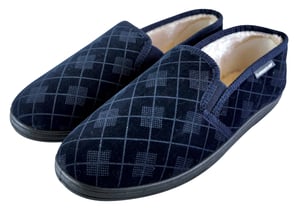DUNLOP - PANTUFLAS MOCASÍN CON SUELA RÍGIDA PARA HOMBRE FORRADAS DE FELPA Y ESPUMA VISCOELÁSTICA A CUADROS ESCOCESES