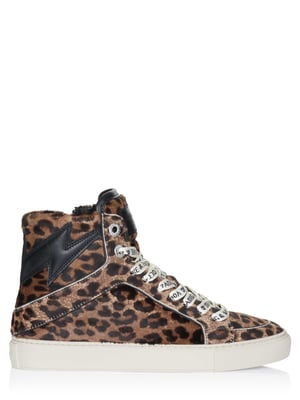 Zadig Voltaire Zapatos High Flash Printed Cowskin Wit marrón