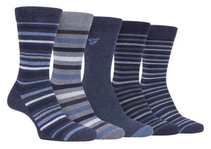 Farah - Paquete de 5 calcetines de algodón para hombre, finos, transpirables, de rayas, de corte clásico y suaves - FCS271DENTEL (Rayas)