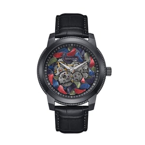 Reloj automático Heritor Emmanuel semiesqueleto con correa de cuero