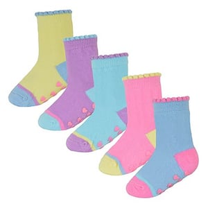 Calcetines antideslizantes para bebé niña con talones y dedos | Paquete de 10 pares | Calcetines suaves y bonitos con agarres - Estilo 1