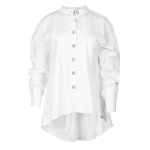 Blusa blanca con cuello mandarín