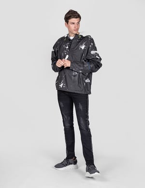 Les Hommes Chaqueta K Way del hombre negro, Blanco