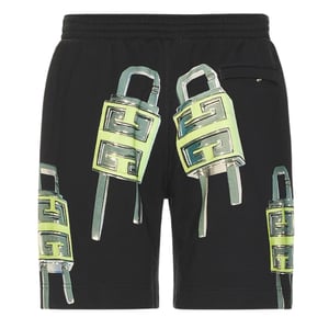 Bermudas negras de corte tablero con diseo de candado de Givenchy