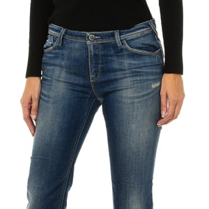 Pantalones largos tejanos efecto gastado 3Y5J28-5D1MZ mujer