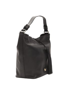 Bolso de hombro de cuero negro para mujer Donatella Pompei