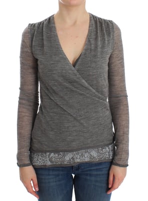 Suéter de manga larga de mezcla de lana gris para mujer Ermanno Scervino