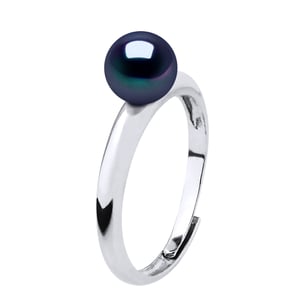 Rush anillo de agua dulce ajustable ronda 6-7 mm de oro 925