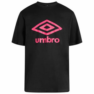Umbro logo grande para hombre camiseta negra/rosa