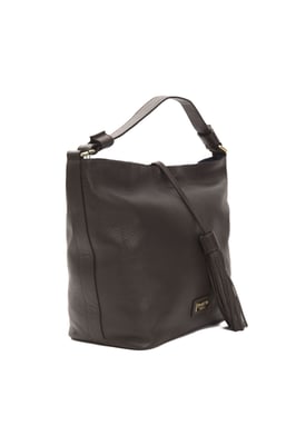 Bolso de hombro de cuero marrón para mujer Donatella Pompei