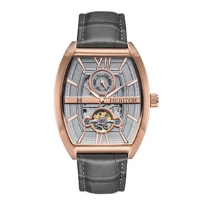 Reloj automático Heritor Masterson semiesqueleto con correa de cuero