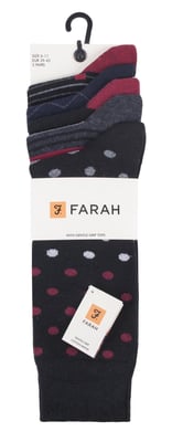 Farah - Paquete de 5 calcetines de algodón para hombre, finos, transpirables y con diseño de lunares - FCS273BLKBER (Lunares)