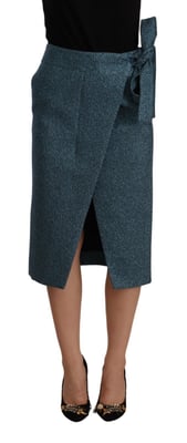 Falda ajustada de talle alto recta envolvente azul para mujer Koonhor
