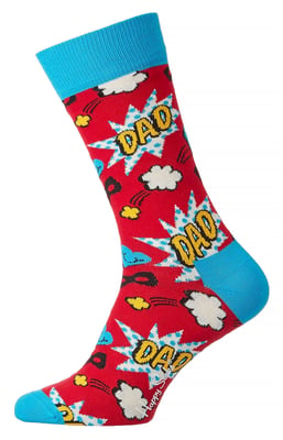 Calcetines para el Día del Padre | Calcetines Happy | Calcetines rojos y azules divertidos con talón y puntera reforzados | Regalo para el Día del Padre - Rojo