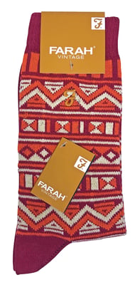 Farah - 2 Pares de Calcetines de Algodón Gruesos con Estampado Funky Vintage para Hombre - FVS008SUN