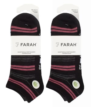 10 Pares de Calcetines de Bambú para Hombre | Farah | Striped Cushioned Ankle Socks - Black Stripe