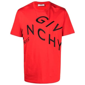 Camiseta roja extragrande con logo bordado refractado de Givenchy