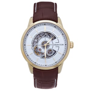 Reloj automático Heritor Davies semiesqueleto con correa de cuero