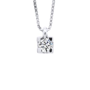 Collar Solita de diamantes 0,070 CTS Oro blanco 18 quilates