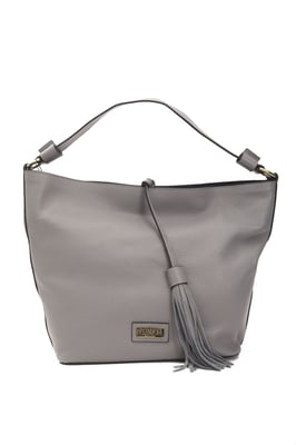 Bolso de hombro de cuero gris Donatella para mujer Pompei