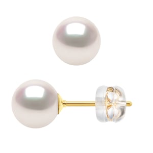 Pendientes Akoya Pearl Ronda 6-7 mm de oro blanco 18 quilates