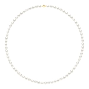 Collar rango de perlas de agua dulce grano de arroz 4-5 mm de oro amarillo blanco 18 quilates