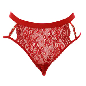 Tanga de hilo con encaje y cinta en la cintura 21683 mujer