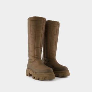 Botas altas con borreguillo en poliéster caqui