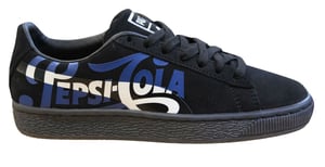 Puma Suede Classic X Pepsi Papsi Mens Fake Lace de cuero Black Up Shoes 366332 02