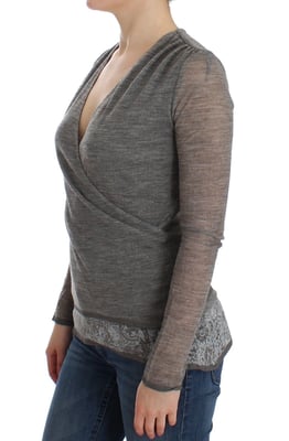 Suéter de manga larga de mezcla de lana gris para mujer Ermanno Scervino