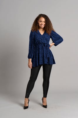 Pinky Leopard Wrap Top - Azul marino