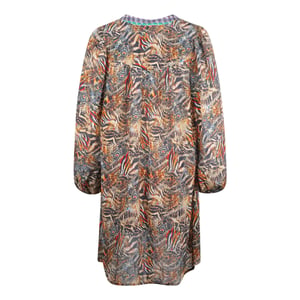 Inoa Golden Eagle Vestido marrón de seda con cuello en V y manga larga