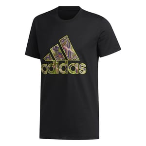 Insignia de adidas de la camiseta negra para hombre deportivo