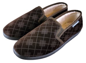 DUNLOP - PANTUFLAS MOCASÍN CON SUELA RÍGIDA PARA HOMBRE FORRADAS DE FELPA Y ESPUMA VISCOELÁSTICA A CUADROS ESCOCESES
