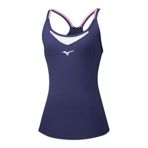 Camiseta de Tirantes Mizuno DryLite Mujer Azul Marino/Blanca