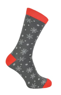 Mr Heron - Calcetines de Navidad para hombre | Calcetines de bambú | Calcetines con dibujos de Ruldoph y Santa | Regalo para él - Copos de nieve (Gris)